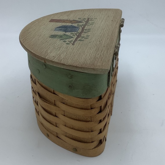 Half Round Lidded Basket with Hand-painted Birdhouse Lid - Picture 6 of 10